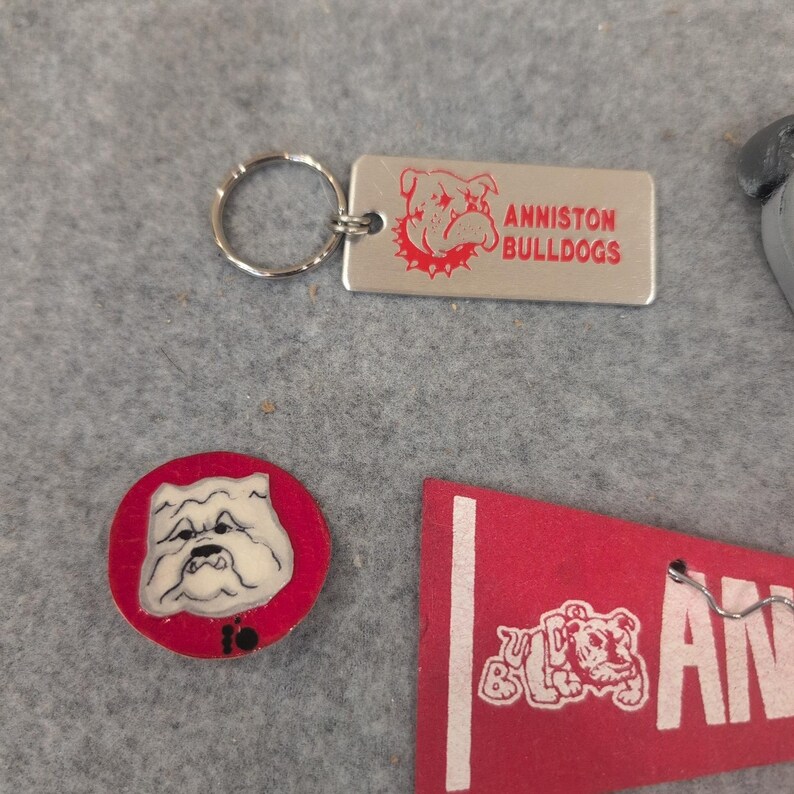 Anniston Bulldogs Mascot Memorabilia Set Keychain Pennant Pin Lapel Pins Lot image 2