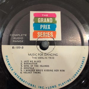 The Merlin Trio Music for Dancing Vinyl LP Grand Prix Series K-189 Pickwick Jazz image 4