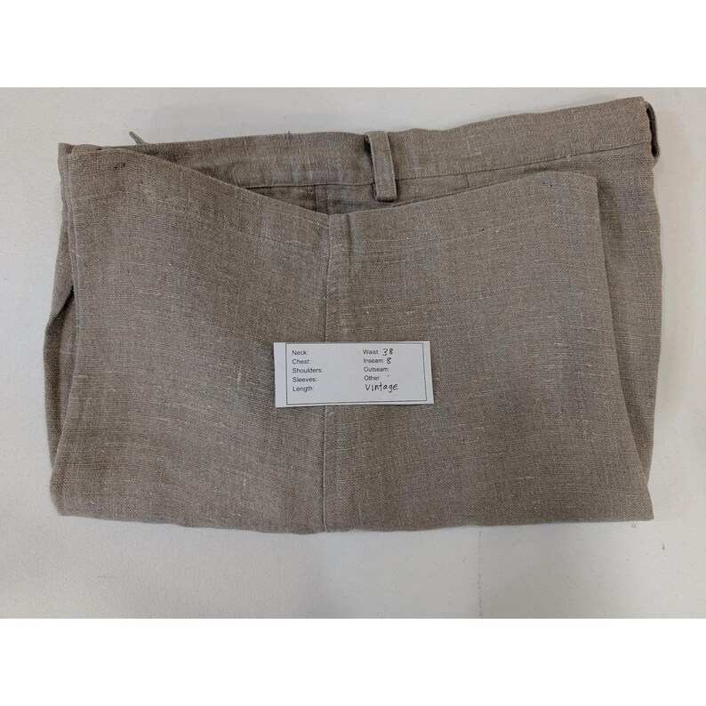 Vintage American Eagle Coarse Weave Men's Linen Pleated Dress Shorts - Size 38 image 7