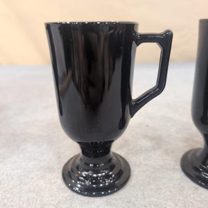 Vintage Black Milk Glass Footed Irish Coffee Mugs Pedestal Set of 4 image 3