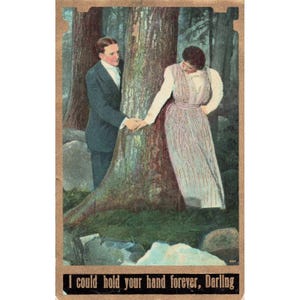 Vintage Romantic Couple Postcard I Could Hold Your Hand Forever Darling VG image 1