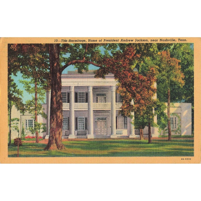 The Hermitage Andrew Jackson Nashville TN Linen Postcard 1947 Curt Teich image 1