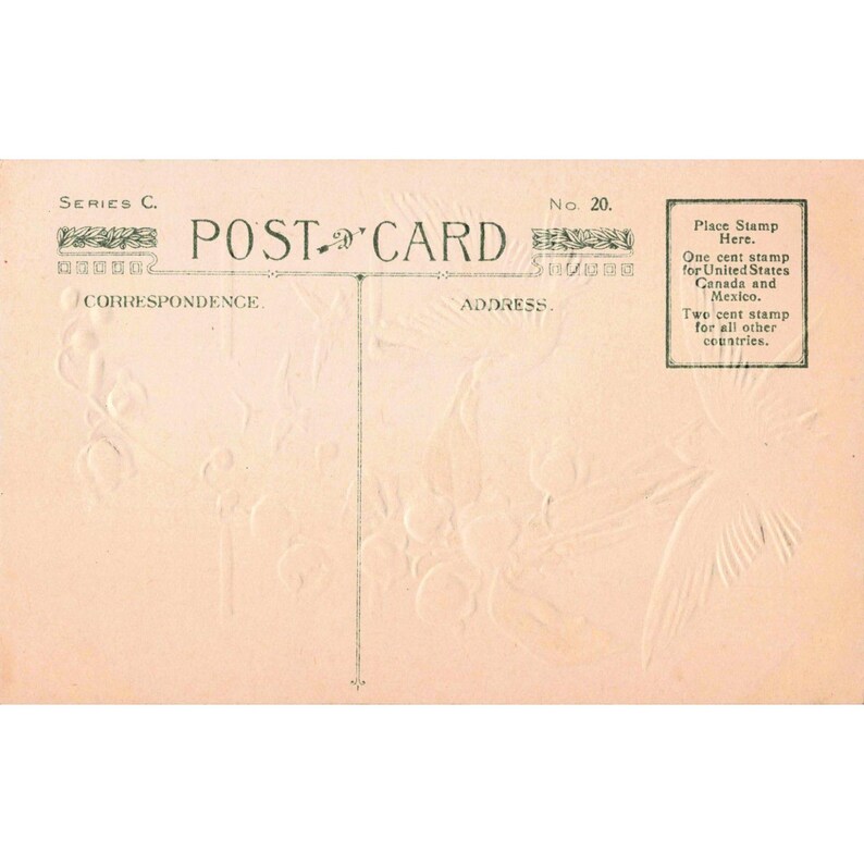 Vtg Easter Wishes Postcard Embossed Cross Doves Lily of the Valley Series C 20 image 2