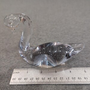 Vintage Clear Glass Swan Figurine Small Arched Neck Bird Sculpture Paperweight image 3