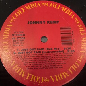 Johnny Kemp Just Got Paid 12" Vinyl Single 1988 Columbia 44 07588 New Jack Swing image 6