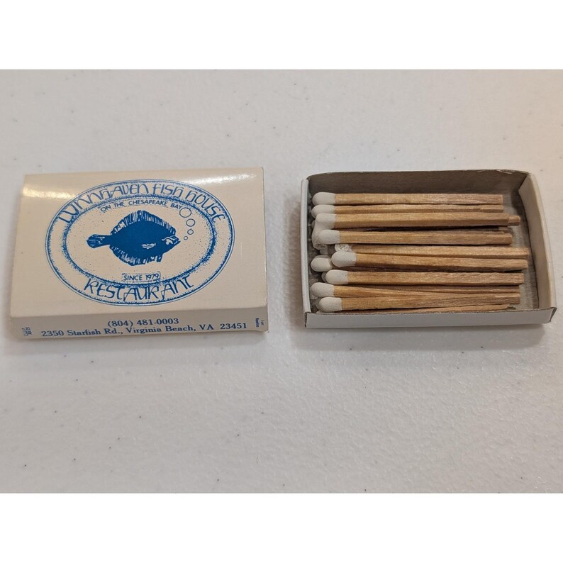Vintage Lynnhaven Fish House Restaurant Streichholzbrief Virginia Beach Bild 3