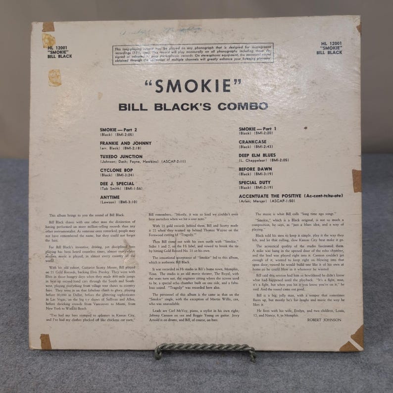 Combo vinyle LP Smokie de Bill Black Hi Records HL 12001 Rock instrumental rock image 2