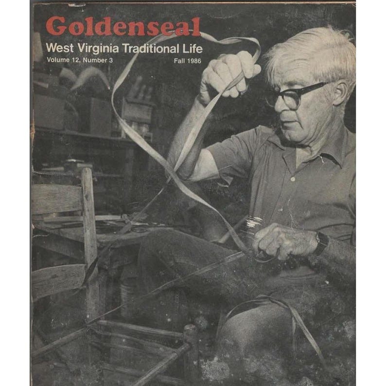 Goldenseal West Virginia Traditional Life Magazine Fall 1986 Split Bottom Chairs image 1