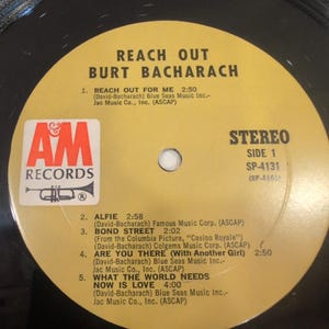Burt Bacharach Reach Out Vinyl LP A&M Records SP-4131 Stereo 1967 Pop Lounge image 4