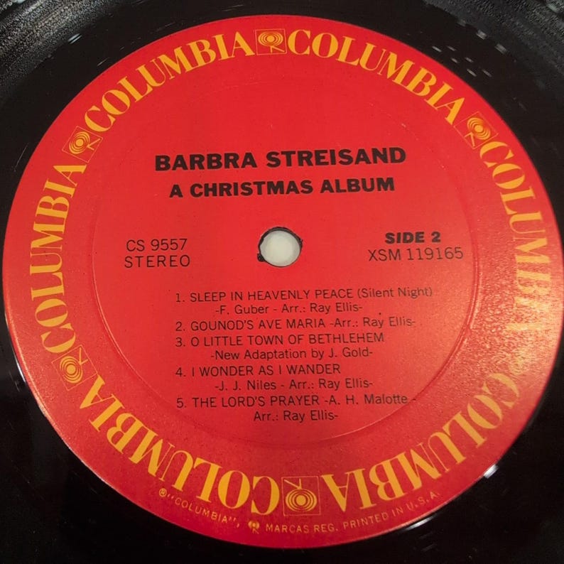 Barbra Streisand A Christmas Album Vinyl LP Columbia CS 9557 Holiday Stereo VG+ image 6