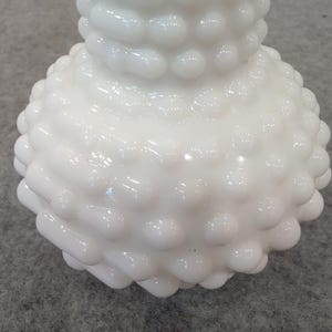 Vintage Fenton White Milk Glass Hobnail Bud Vase Bulbous Base Retro Decor image 3