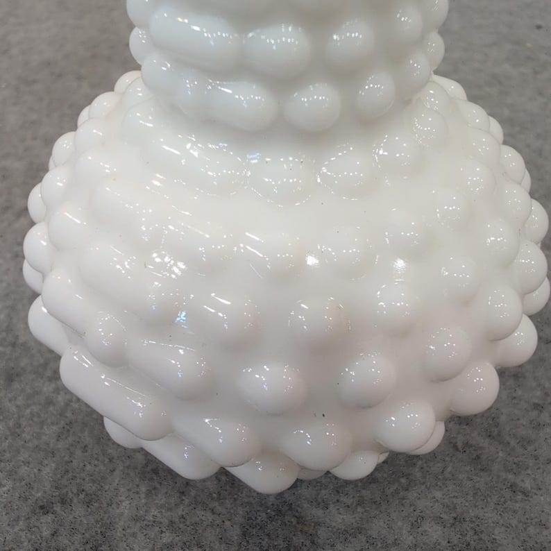 Vintage Fenton White Milk Glass Hobnail Bud Vase Bulbous Base Retro Decor image 3