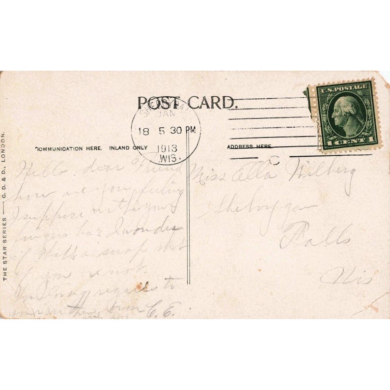 Vtg 1913 RPPC 150 Snapshot Comic Postcard Star Series G.D.&D. London image 2