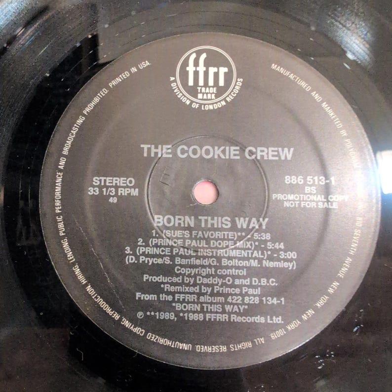 The Cookie Crew Born This Way 12" Vinyl Single 1989 Promo Prince Paul Remix VG image 5