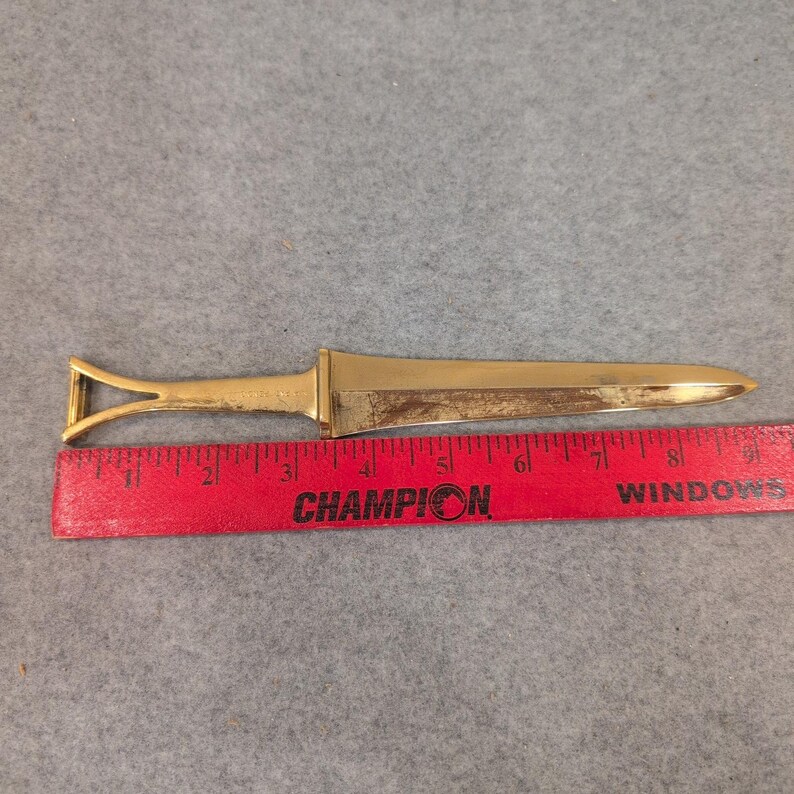 Vintage Gold Tone Metal Dagger Style Letter Opener Minimalist Desk Accessory image 3