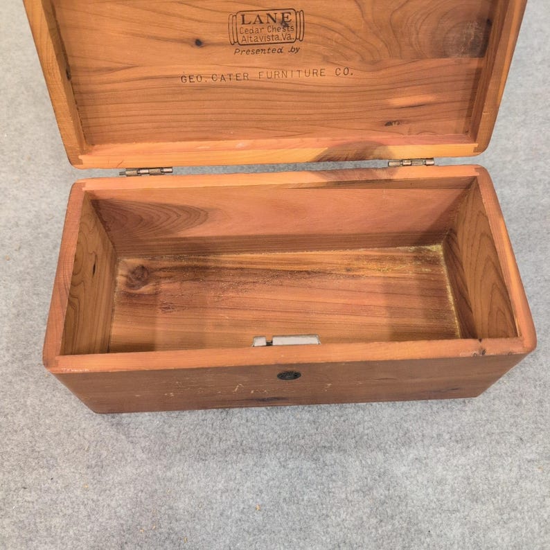 Vintage Lane Cedar Chest Miniature Jewelry Trinket Box Geo Cater Furniture Co image 7
