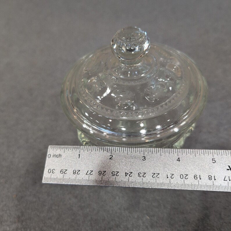 Tiffin Franciscan Kings Crown Clear Pedestal Covered Candy Compote Dish Vintage image 7