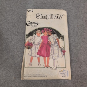 Simplicity 7342 Girls Cinderella Dress Sewing Pattern Size 12 Uncut Vintage 1986 image 1