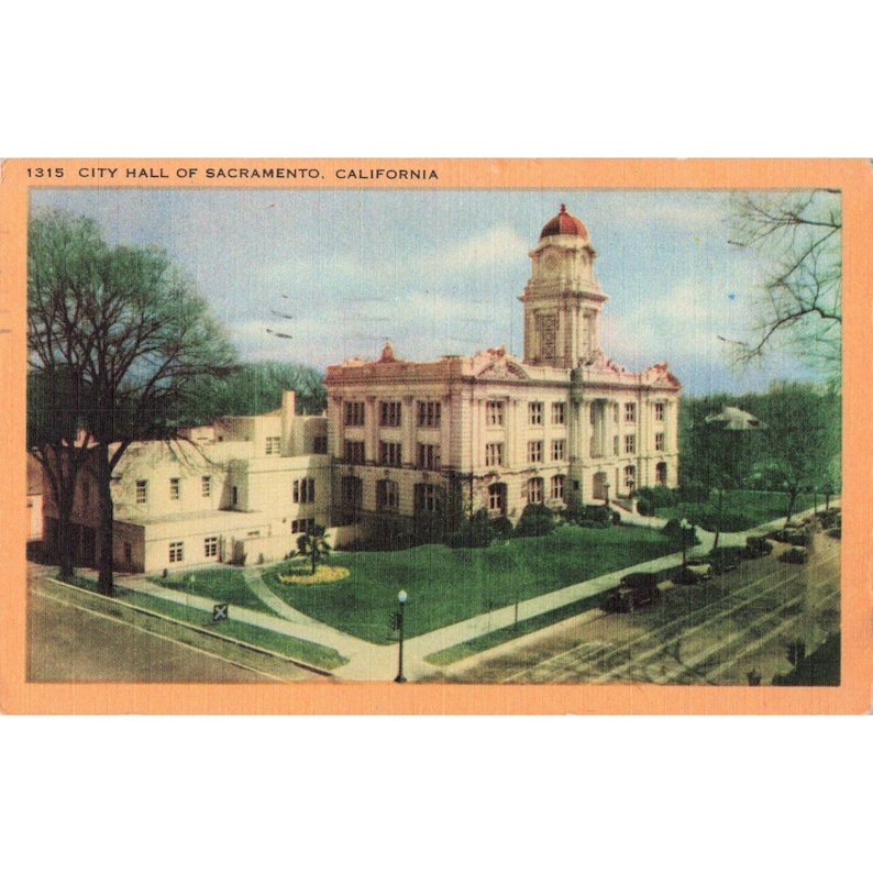 Sacramento, Kaliforniens stadshus, vintage linnevykort 1948 Longshaw #1315, postat bild 1