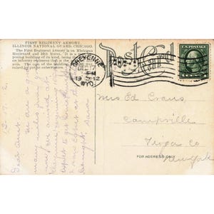 Vintage 1912 First Regiment Armory Illinois National Guard Chicago Postcard image 2