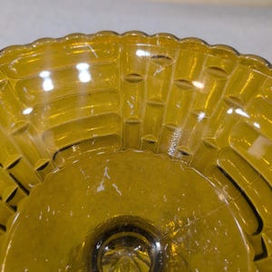 Vintage Olive Green Glass Compote Basketweave Scalloped Pedestal Candy Dish image 8