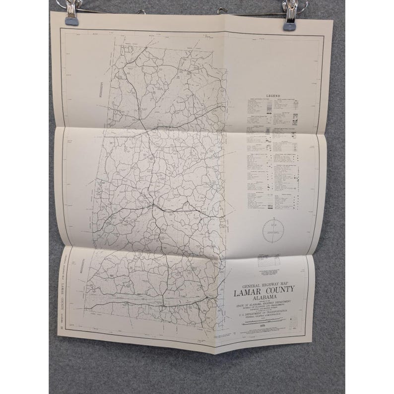 Vintage 1979 General Highway Map Lamar County Alabama Wall Art 21" x 18" image 1