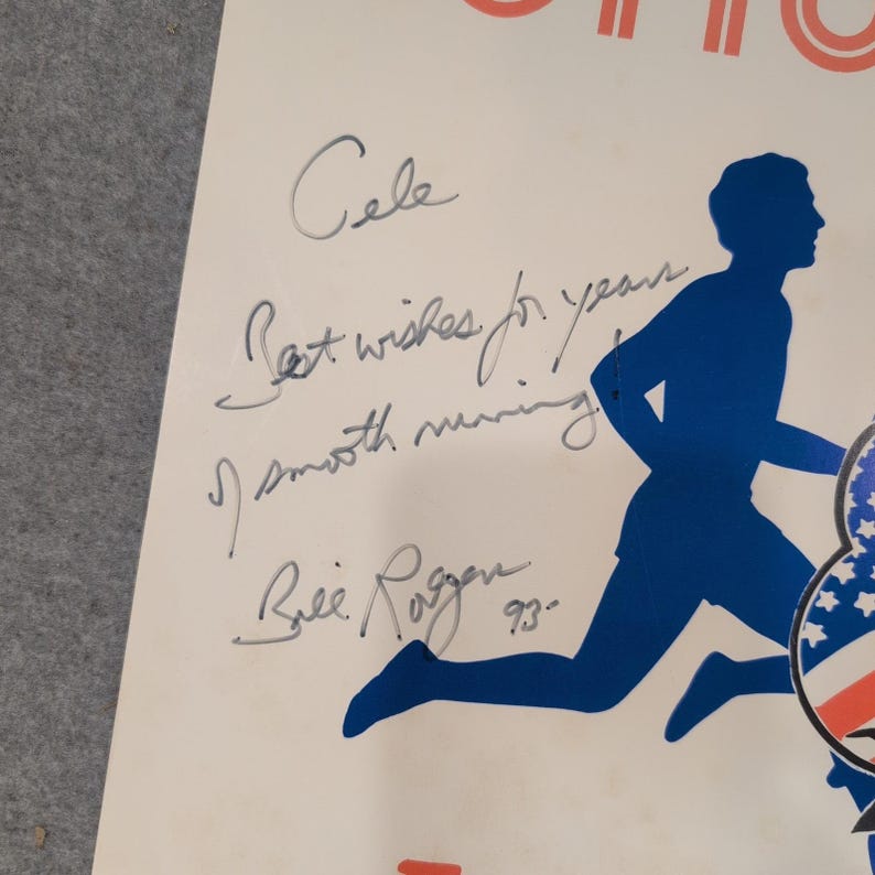 Vtg Signed Bill Rodgers '93 WZYP Cotton Row Run Poster US Olympian Huntsville AL image 2