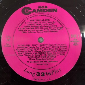Al Goodman Orchestra For You Alone RCA Camden CAL 349 Vinyl LP Record Showtunes image 1