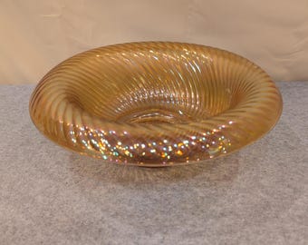 Vintage Ringelblumen irisierende Karneval Glas Swirl gerippte dekorative Schüssel