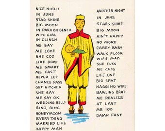Vintage Laff Gram Postcard C-156 A Chinese Poem Humorous Comic Baxtone Amarillo