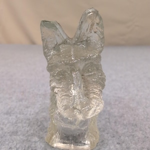 Vintage Pressglas Scottish Terrier Scottie Hund Figur Briefbeschwerer Bild 2
