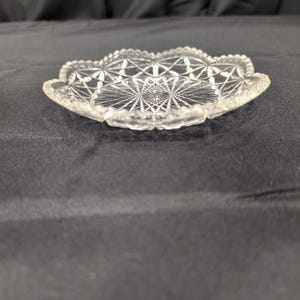 Avon Clear Pressed Glass Trinket Dish Starburst Pattern Scalloped Beaded Rim image 2