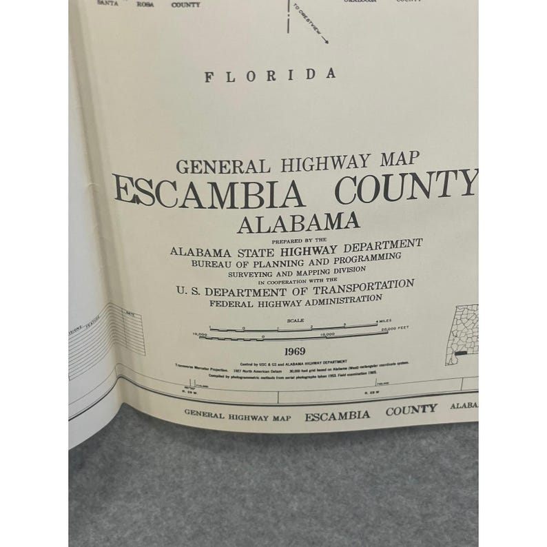 VTG 1969 General Highway Map Escambia County Alabama 31" x 18" Brewton Atmore image 2