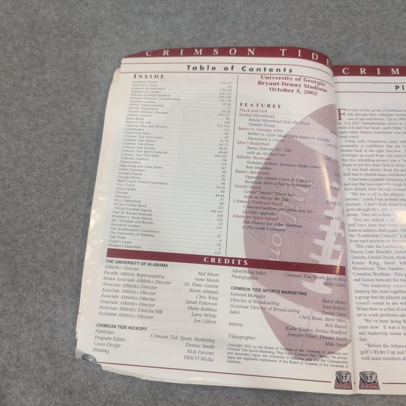 2002 Alabama Crimson Tide vs Georgia Bulldogs Football Program October 5 VG- image 2