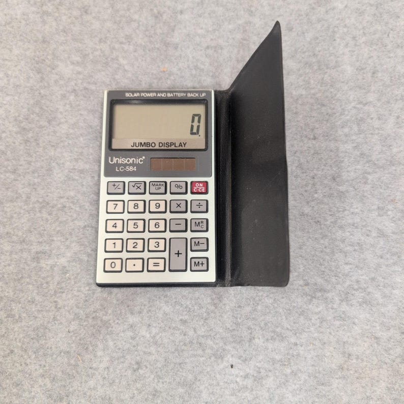 Unisonic LC-584 Solar Power Battery Backup Jumbo Display Calculator with Case image 2