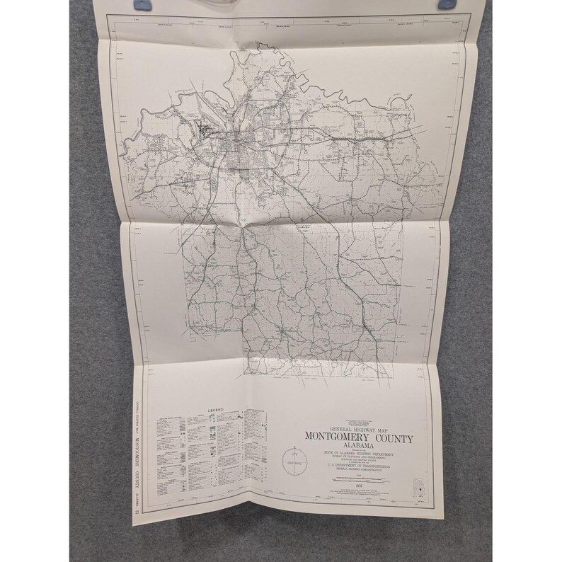 1975 Montgomery County Alabama Highway Map VTG Road Travel Cartography 28" x 18" image 1