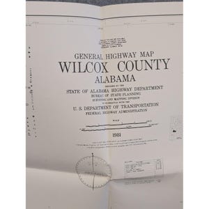 VTG 1981 General Highway Map Wilcox County Alabama 28" x 18" Camden Gee's Bend image 2