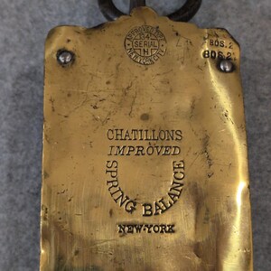 1890-1920's Chatillons Improved Spring Balance Hanging Scale NY 125 Lbs Brass image 2