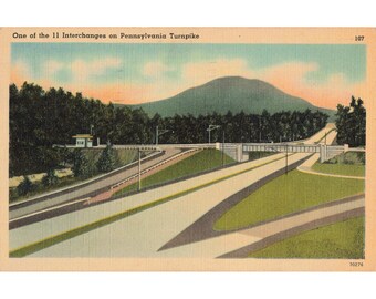 Pennsylvania Turnpike Interchange Linen Postcard 1947 Shippensburg PA Used