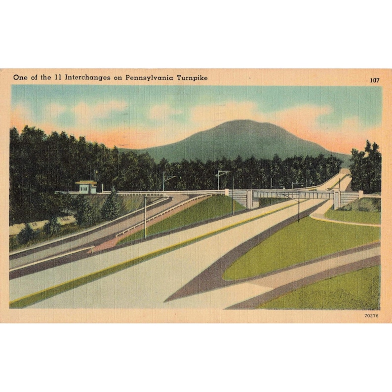 Pennsylvania Turnpike Interchange Linen Postcard 1947 Shippensburg PA Used image 1