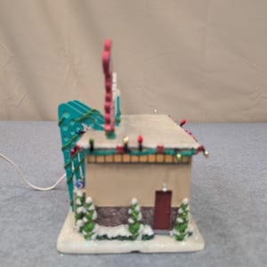 Barneys Bowlarama Lighted Christmas Village Building Retro Bowling Alley Decor image 5