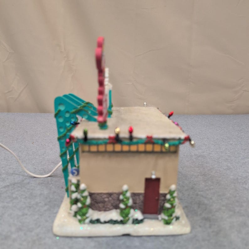 Barneys Bowlarama Lighted Christmas Village Building Retro Bowling Alley Decor image 5