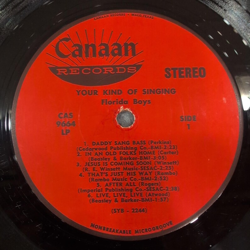 The Florida Boys Your Kind of Singing Vinyl LP Canaan Records CAS-9664 Stereo VG image 3
