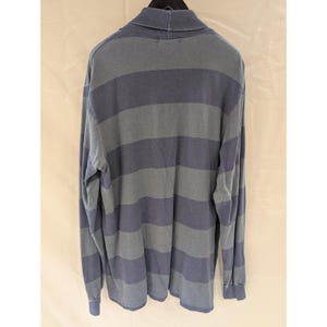 VTG Polo Ralph Lauren Jersey de cuello alto a rayas para hombre XL Gris Azul Manga larga Algodón imagen 4