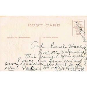 Antique Easter Greetings Postcard Embossed Chicks Nest Flowers Gilt Border VG image 2