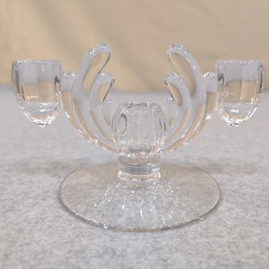 Vintage Heisey Crystolite helderglazen kandelaar set van 2 c. 1937-1957 afbeelding 2
