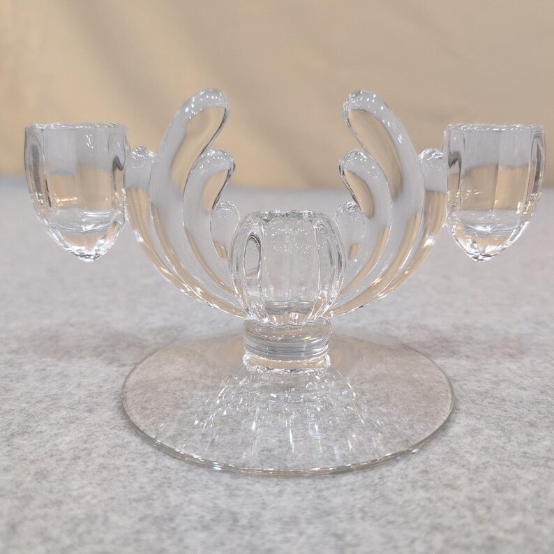 Vintage Heisey Crystolite helderglazen kandelaar set van 2 c. 1937-1957 afbeelding 2