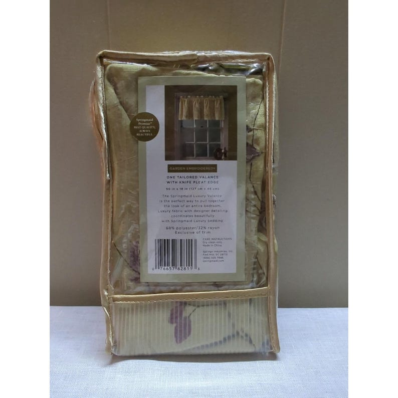 Springmaid Luxury Valance - Garden Embroidery 50" × 18" Knife Pleat Edge NOS image 1