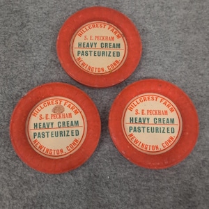 Lot of 3 Vintage Hillcrest Farm SE Peckham Heavy Cream Pasteurized Dairy Round image 1
