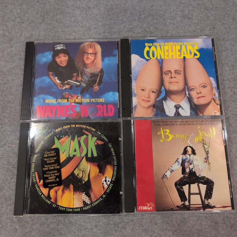 90s Comedy Soundtrack CD Lot Waynes World The Mask Coneheads Benny & Joon 4pc image 1